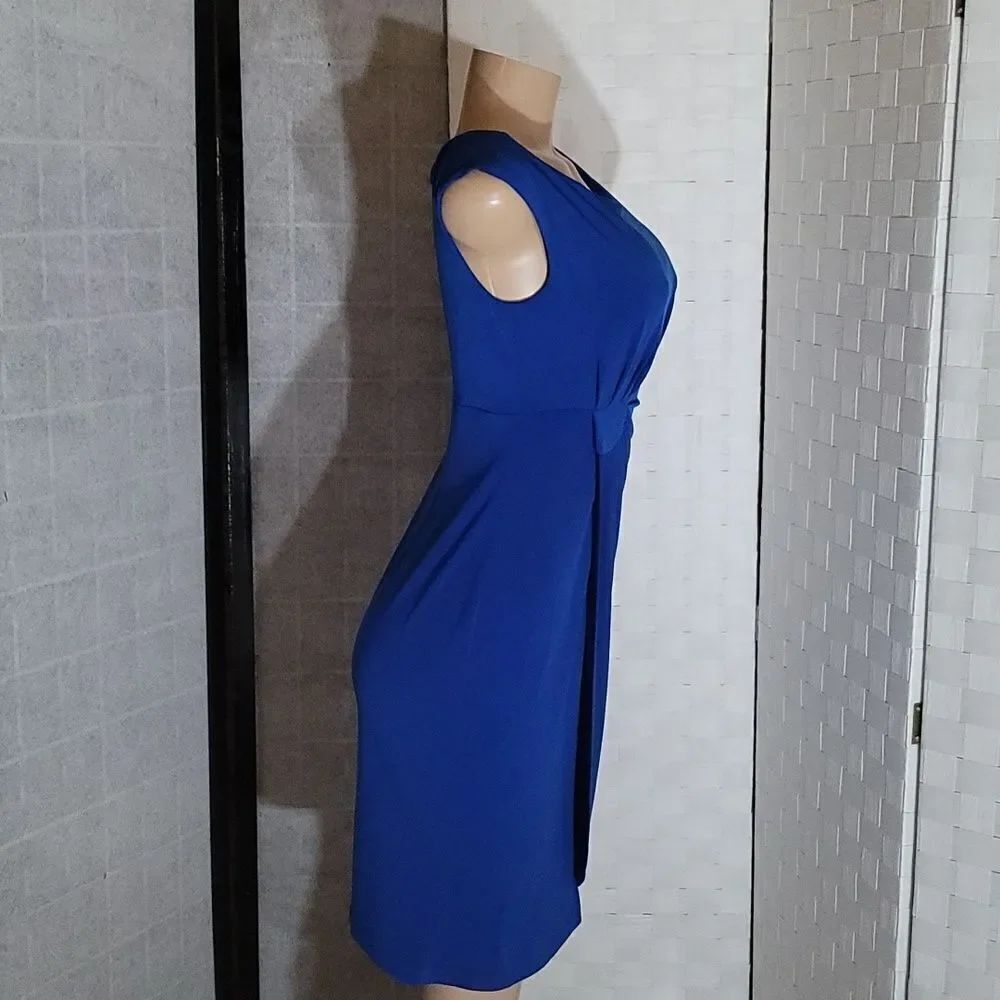 DRESS BARN SLEEVELESS RUCHED DETAILS ROUND NECKLINE SHEATH DRESS - Picture 5 of 14